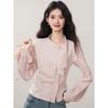 2025 New Autumn Slanted Placket Western-style Ribbon Light Luxury Shirt Irregular Versatile Top