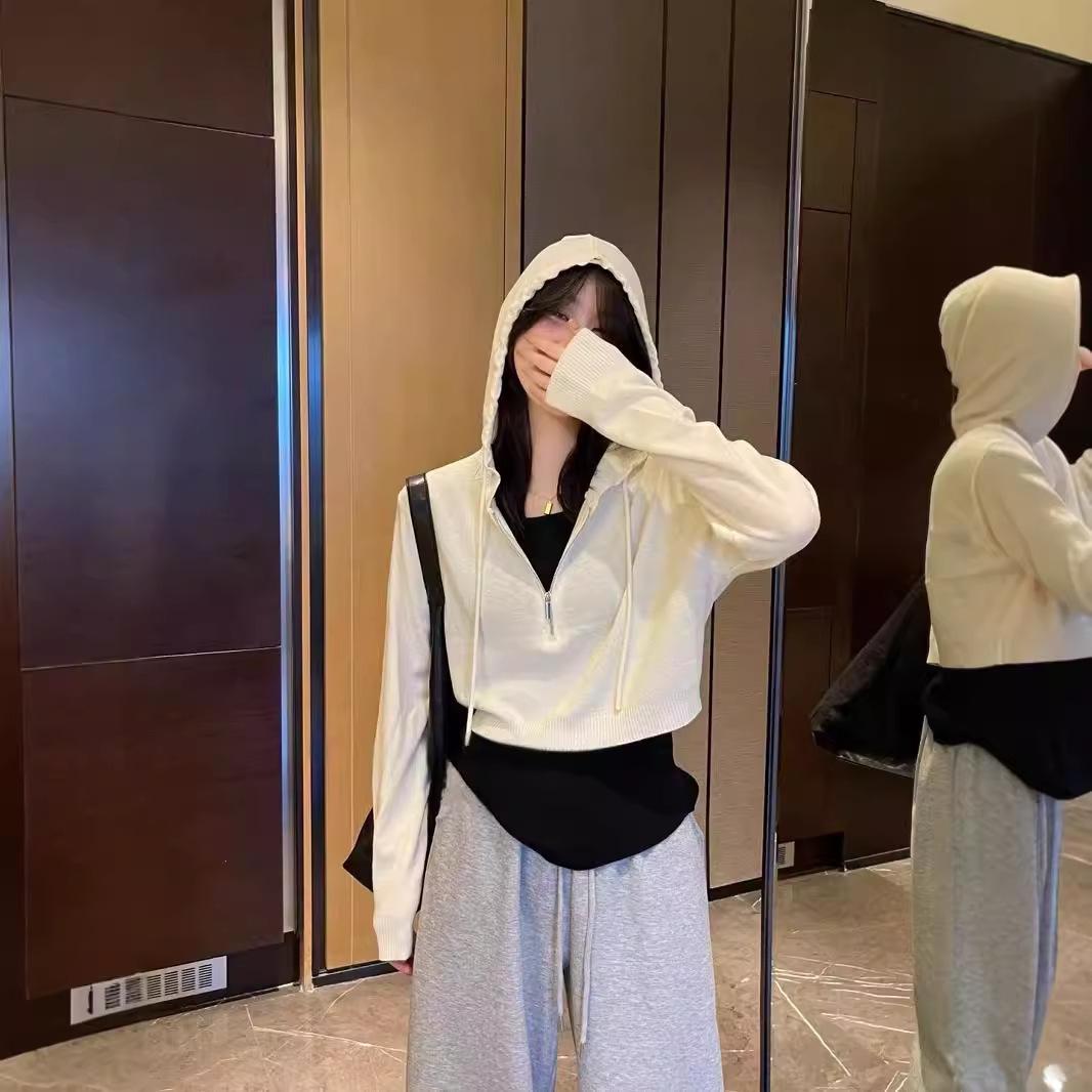 Женская осенне-зимняя трикотажная толстовка с капюшоном и длинным рукавом one size fits all