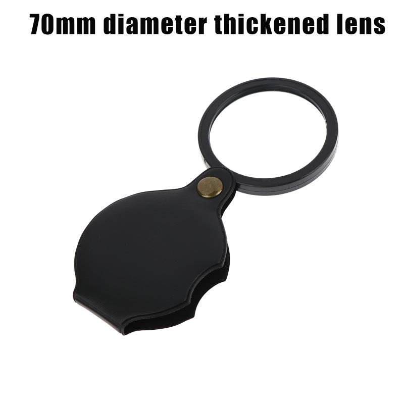 Mini Magnification 50/60/70MM Folding Magnifying Glass Folded Leather Case Portable Handheld Jewelry Loupe 8X