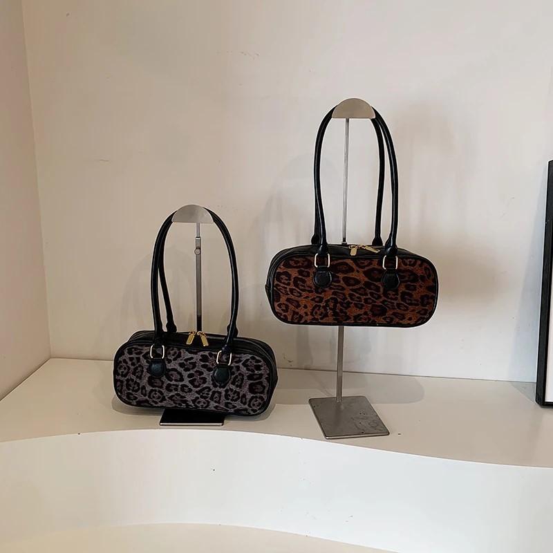 Small Leopard   Leather Tote Bags for Women New Autumn Winter Vintage Trend Korean Fashion Luxury Bags
