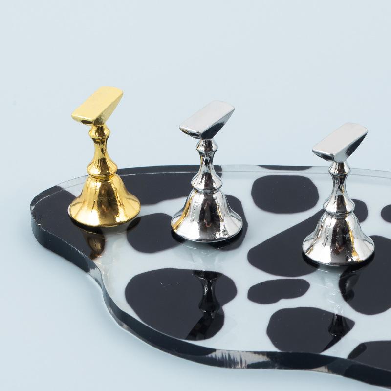 Pièces d'échecs magnétiques or et argent pour nail art, pièces d'échecs magnétiques fortes entièrement métalliques, outils de pratique pour nail art, supports à porter pour ongles 5 paquets