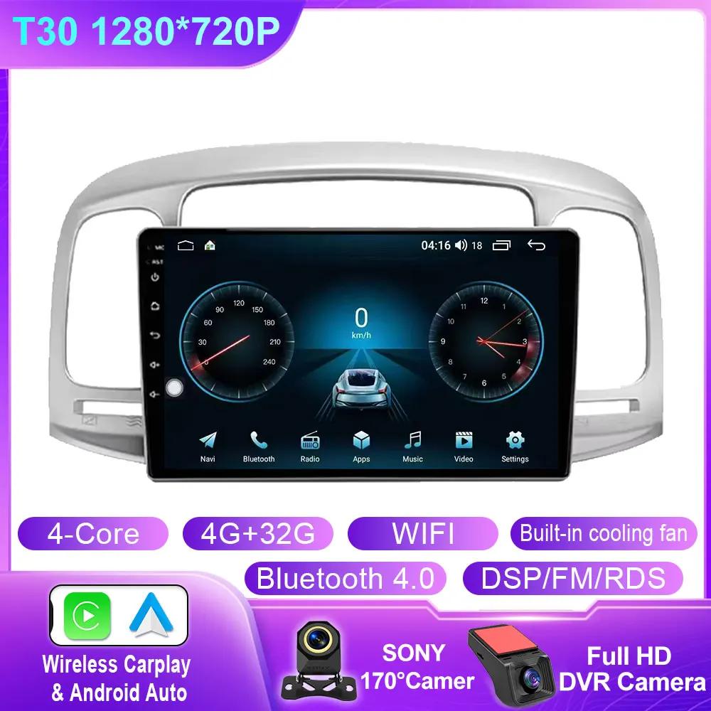 Car Android Carplay Auto For Hyundai Accent 2008 2009 2010 2011 Car Radio Multimedia GPS Navigation Player Stereo Head Unit QLED