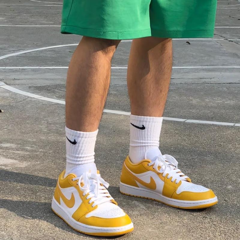 Air Jordan 1 GS Pollen Kids Sneakers Yellow White 553560-171