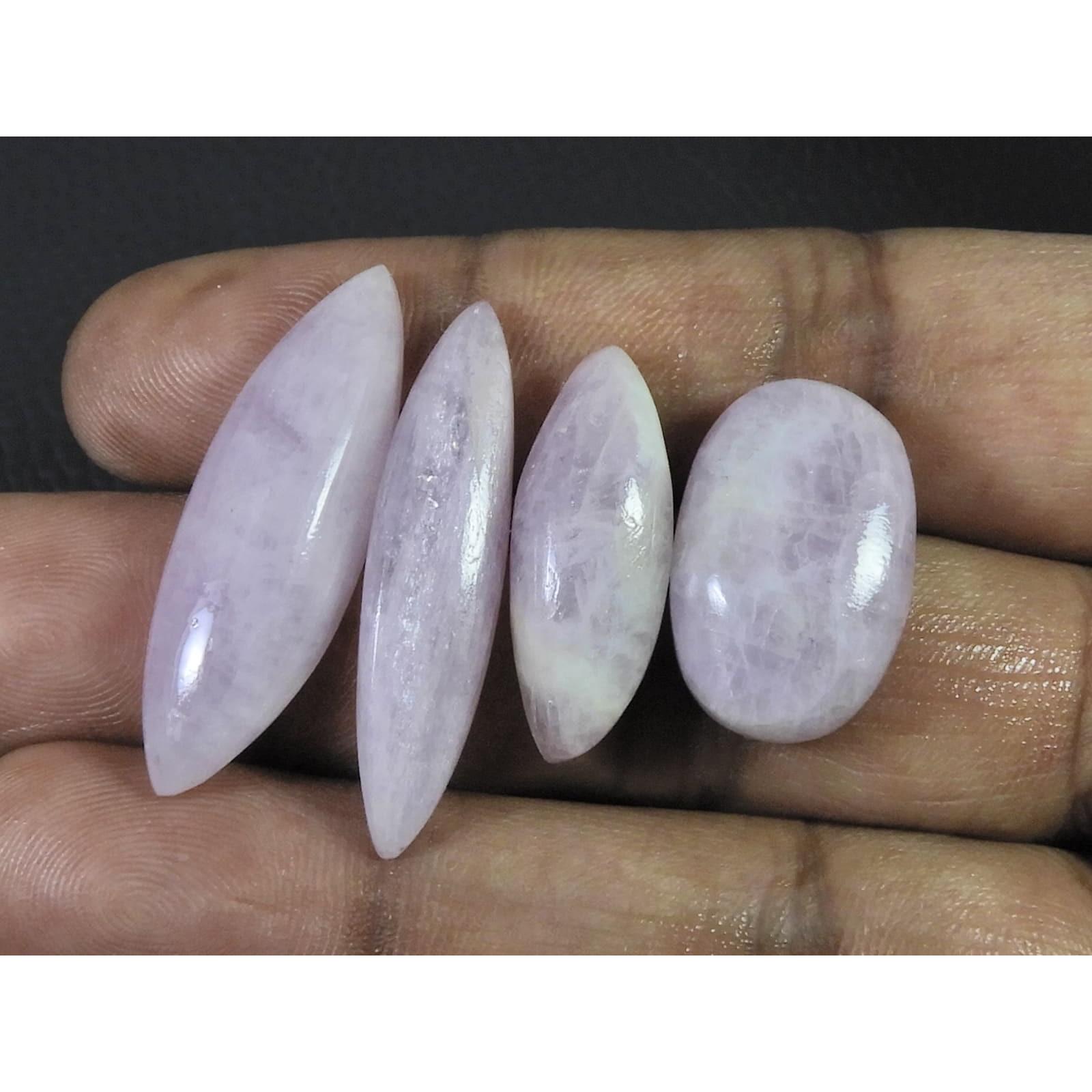 75Cts. Natural Pink Kunzite Mix Shape Cabochon Loose Gemstone 4Pcs Lot C-1855