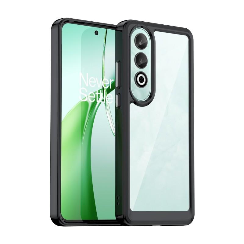 

For OnePlus Nord CE4 5G Phone Case WANLONFENG XC Series TPU Acrylic Cover with Tempered Glass (Big Lens Hole) Transparent Grey