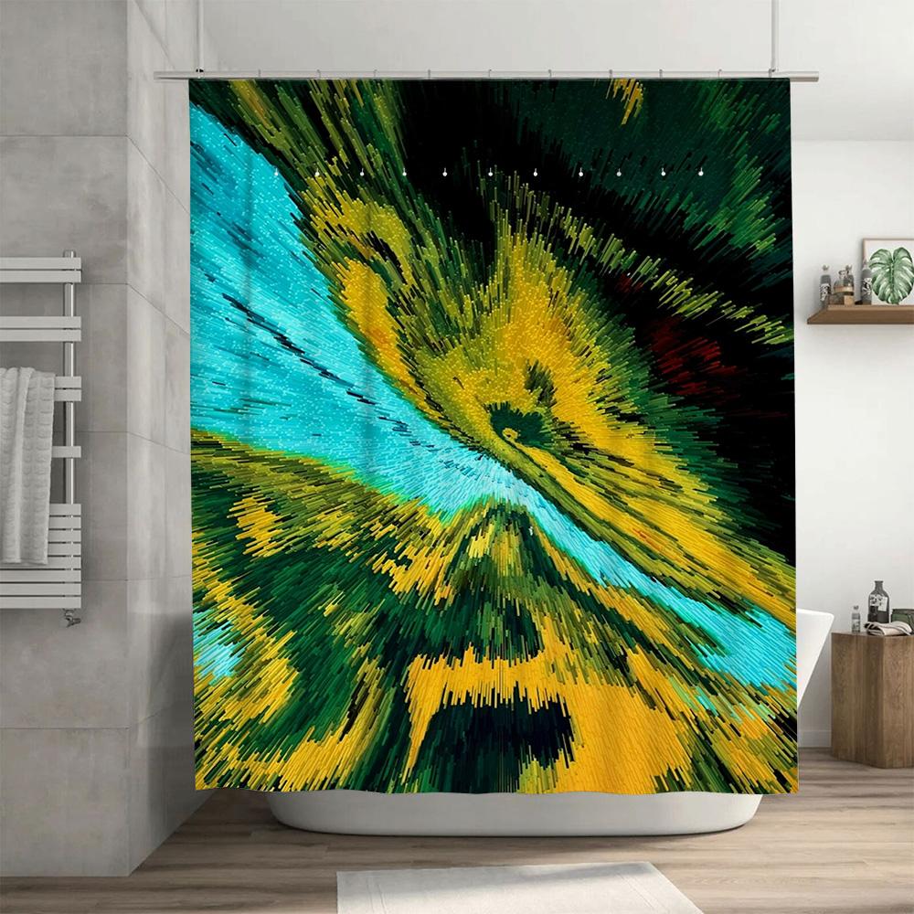 Modern Colorful Shower Curtain with Vivid Patterns Decorative Bath Liner for Home Bathroom