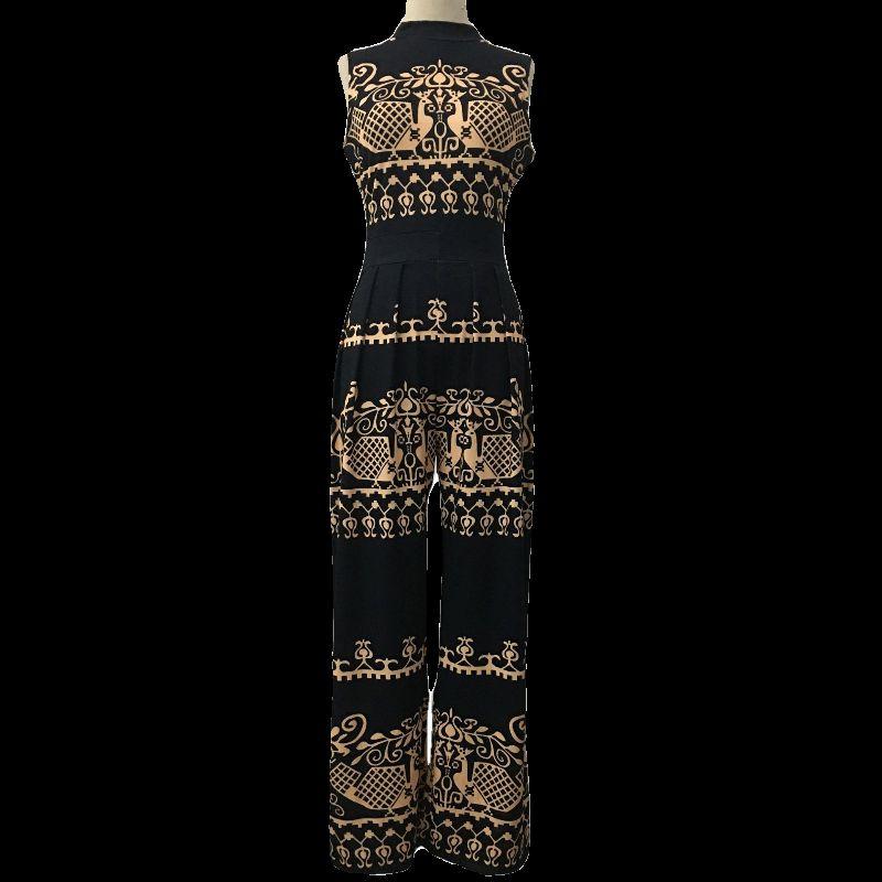 Sleeveless Jumpsuit Spring/Summer Women's New European and American Leisure Pants Silm Print Sleeveless Jumpsuit