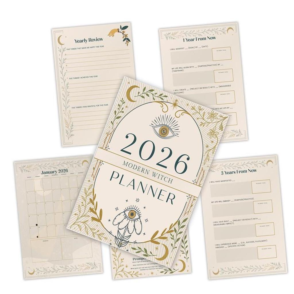 2026 Beginner Witch Planner, Witchcraft Diary Notebook, Moon Manifestation Planner, Modern Witchcraft Paper Planner