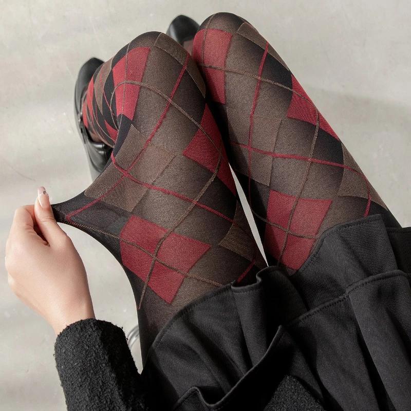 Damen Strumpfhosen Lingerie Schlanke Strümpfe Strumpfhosen Kariert Retro Oberschenkelhohe Strümpfe Strumpfhosen Strumpfhosen Ganzkörperstrümpfe Damen Strumpfwaren