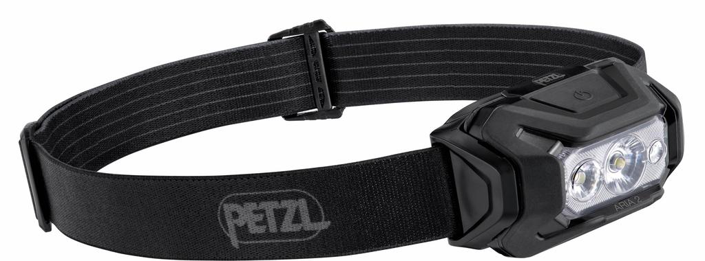 PETZL ARIA 2 RGB Waterproof Headlamp with 450 Compact, Durable, White/Red/Green/Blue Modes, Lumens, Black/Yellow
