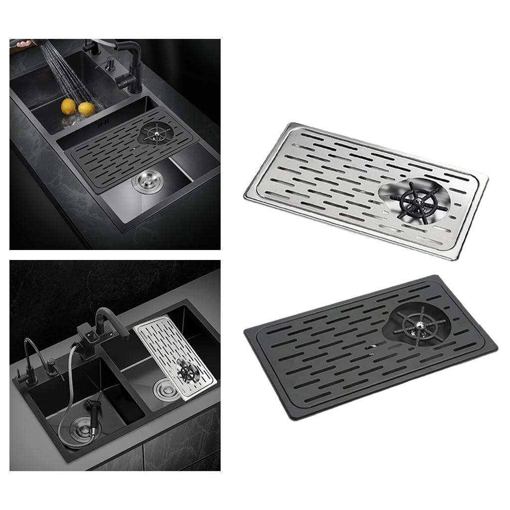 rinser with Drip Tray Sink Accessories for Kitchen - black, 42.5x23x3cm