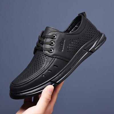 Herren PU Lederschuhe Atmungsaktive Hohle Lässige Sandalen JZ-9813