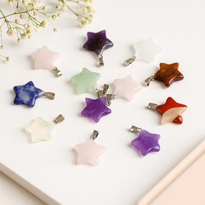 Gemstone Star Pendants Assorted 20x6mm Set of 12