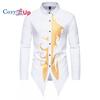 Cozy Up Men's Floral Bronzing Henry Collar Irregular Long-sleeved Shirt