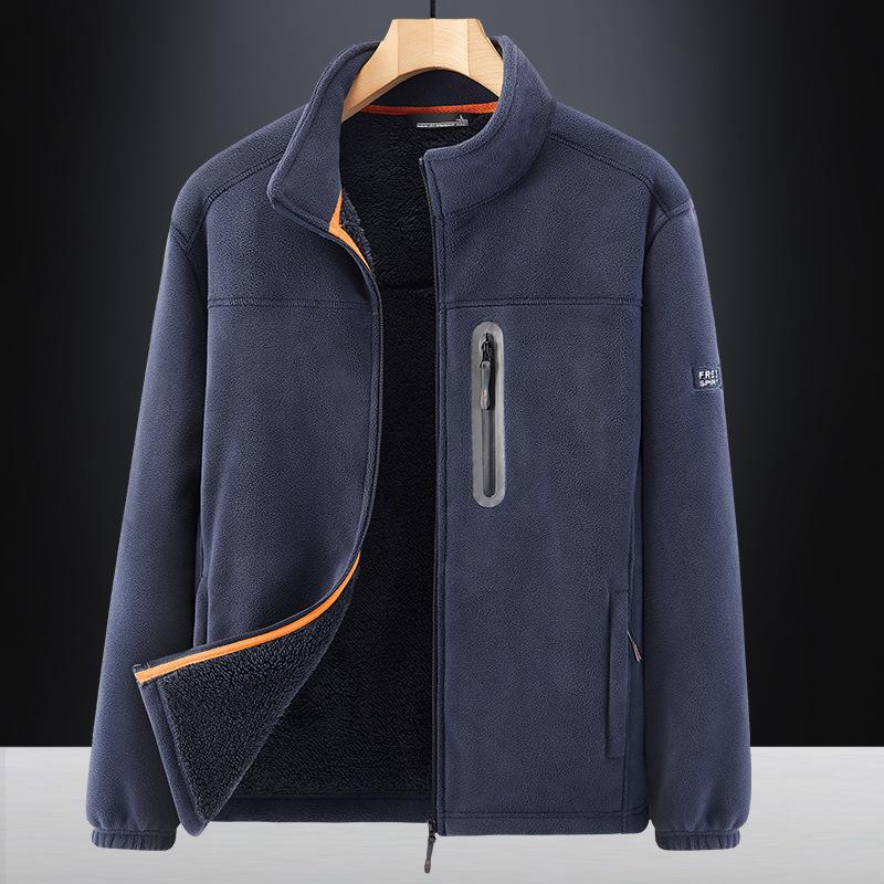 New Autumn and Winter Men's Outdoor Fleece Thickened Autumn and Winter Fleece Jacket Casual Stand-up Collar