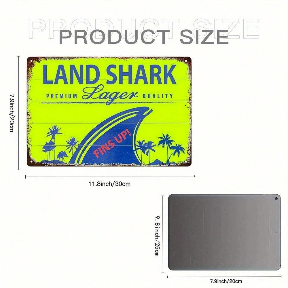 Vintage Land Shark Beer Tin Sign Retro Wall Decor Iron Plaque Home Bar Pub Cave
