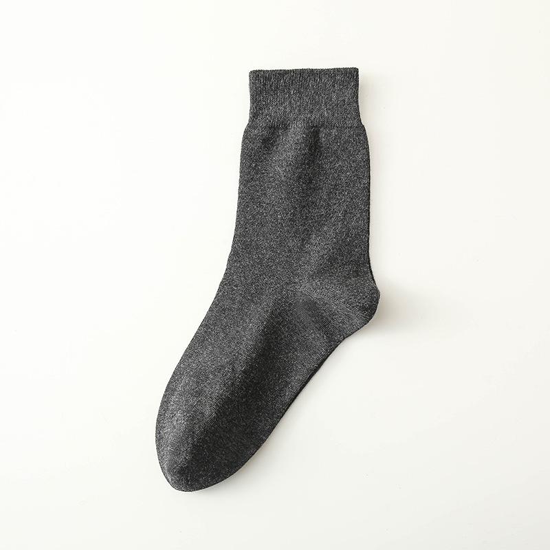 Men's Anti-Odor Sweat-Absorbent Pure Cotton Socks for Autumn/Winter - Simple Business Style Mid-Calf Length