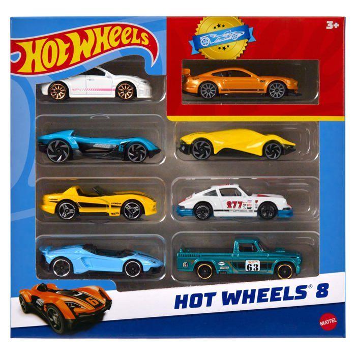 Coffret de voitures à l'échelle 1/64 - HOT WHEELS - HPV78 - 8 véhicules - Pour enfants - Couleurs vives