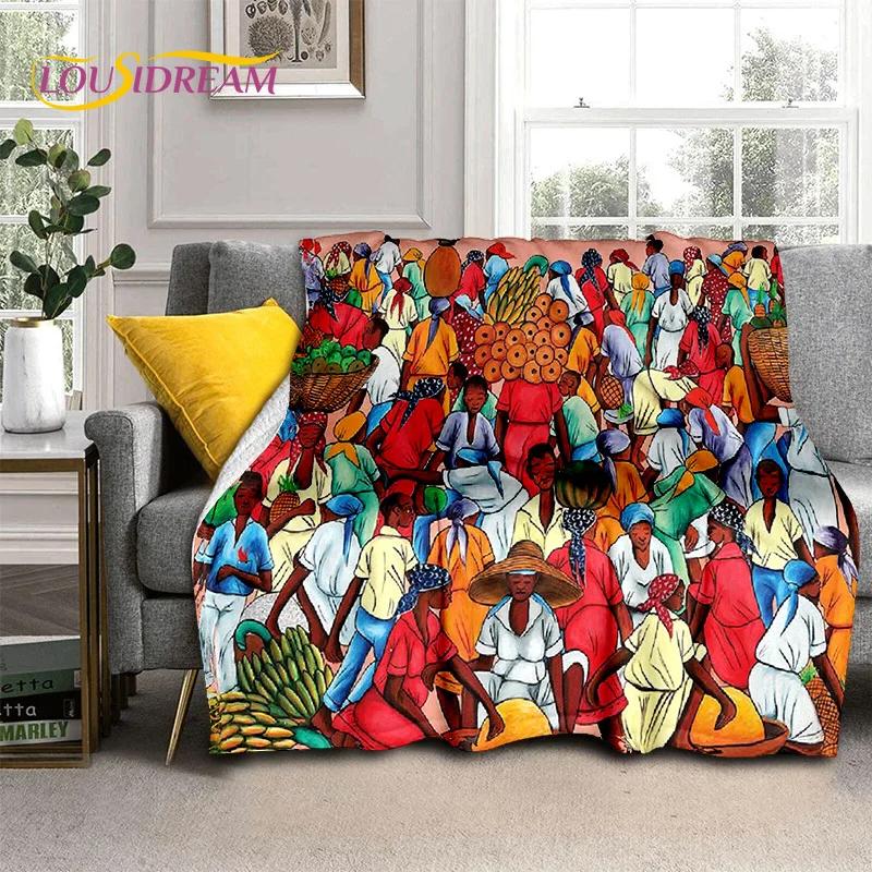 Cartoon Africa Ethiopian Custom Painting Art Soft Flannel Blanket for Bed Bedroom Sofa Picnic,Throw Blanket for Outdoors Leisure