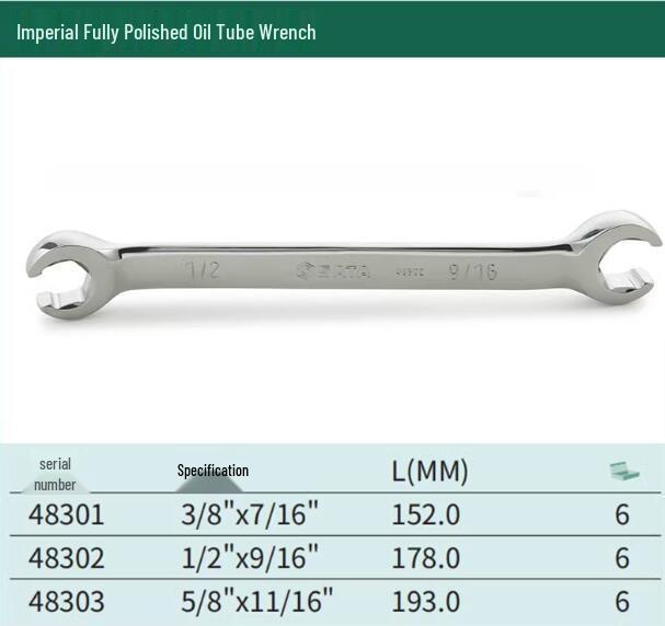 SATA/Shida Tools Inch Full Polish Oil Line Wrench Set (48301, 48302, 48303)