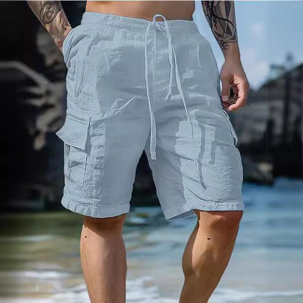 

Men s Light Blue Cargo Shorts with Drawstring Waist and Side Pockets 3XL армія зелений колір