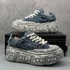 Men Sneakers Casual Shoes Blue Canvas Lace-Up Mens Shoes Fashion Vulcanize Shoes High-quality Walking Sneakers Zapatillas Hombre