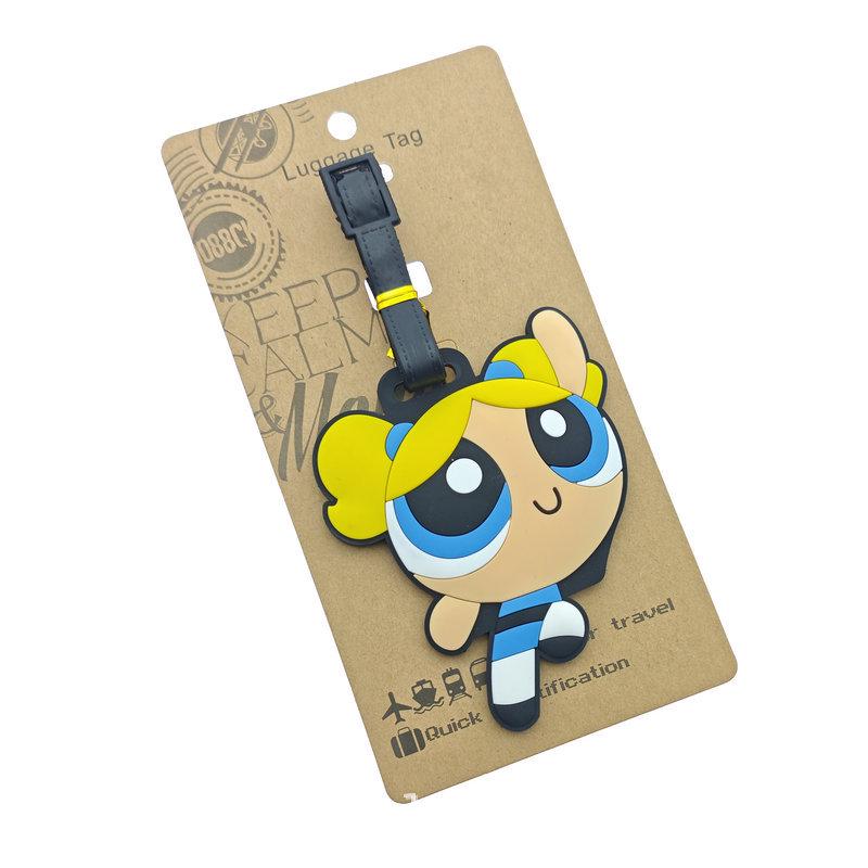 Cute Cartoon Flying Girl Police PVC Rubber Luggage Tag - Anime-Style Suitcase ID Tag Pendant