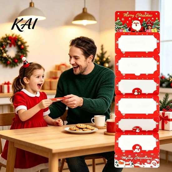 Christmas Surprise Pull-out Card Cash Gift Envelopes, 6 Slots Foldable Money Holder, DIY Holiday Envelope Booklet for Xmas Parties, Family Gatherings