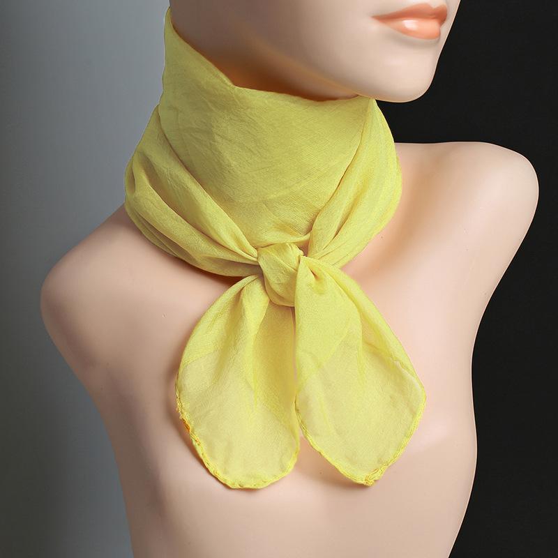 Square Color Solid Chiffon Korean Silk Scarf 70x70cm Summer Sunscreen Thin Transparent Gauze Neck Protection Womans Shawl P71