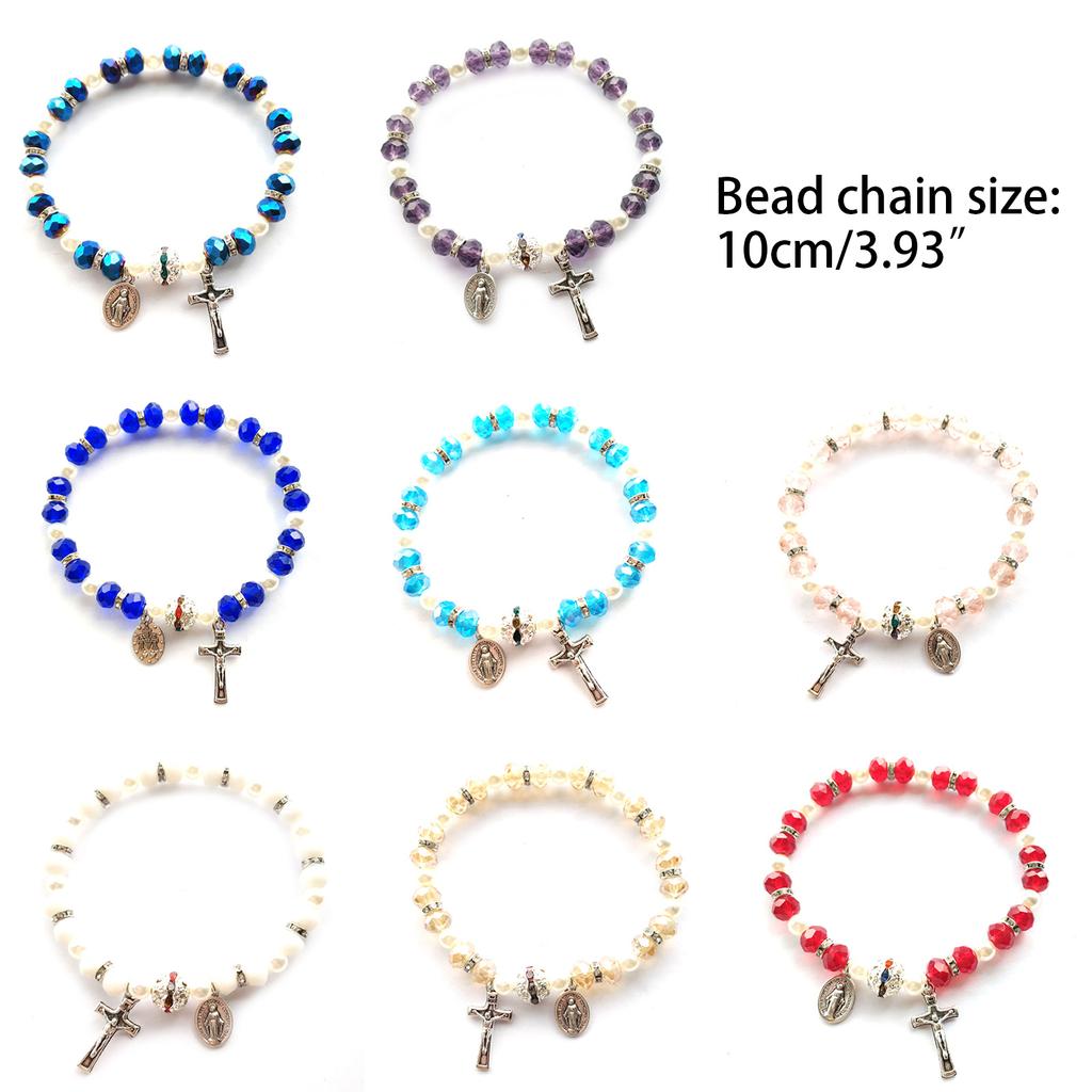 Kruzifix Rosenkranzperlen Armband Vintage Jesus Christus Kruzifix Kruzifix Armband für Männer Frauen Weihnachten Hochzeit Katholisch Je