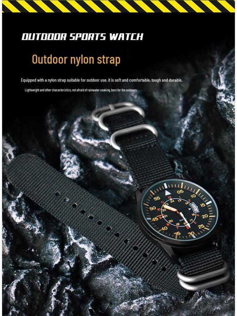 Addies Nylon Strap Men's Waterproof Quartz Sports Watch with Luminous Calendar
