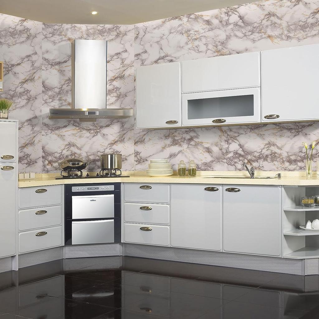 40Cm Width Marble Self Adhesive Wall Cover Vinyl Wall Decals Water-Repellent Contact Paper For Kitchen Decorative Film Home Decor