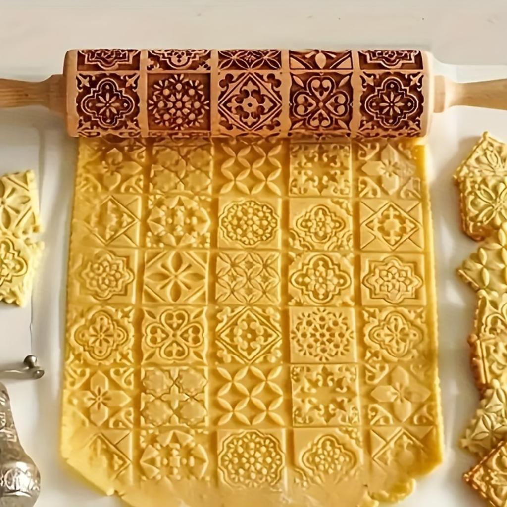 Embossed Rolling Pin – Window Pattern Textured Rolling Pin For Dough, And Fondant
