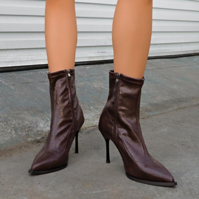 Fashion Sexy High Heels Ankle Boots Women Pointed Toe Heeled Shoes Luxury Dress Party 2025 Elegant New Winter Shoes Brand Woman Pumps