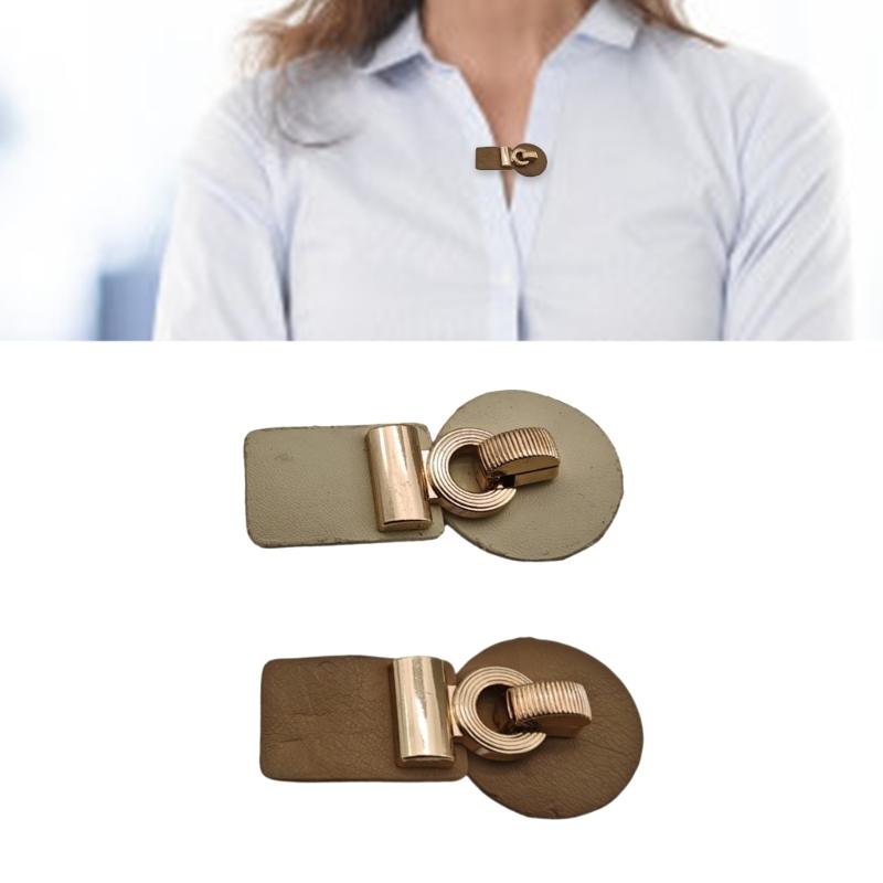 10Pcs Leather Sew On Toggles Closures with Metal Button For Knitwear Windbreaker Padded Jackets Woolen Coat Sewing Craft