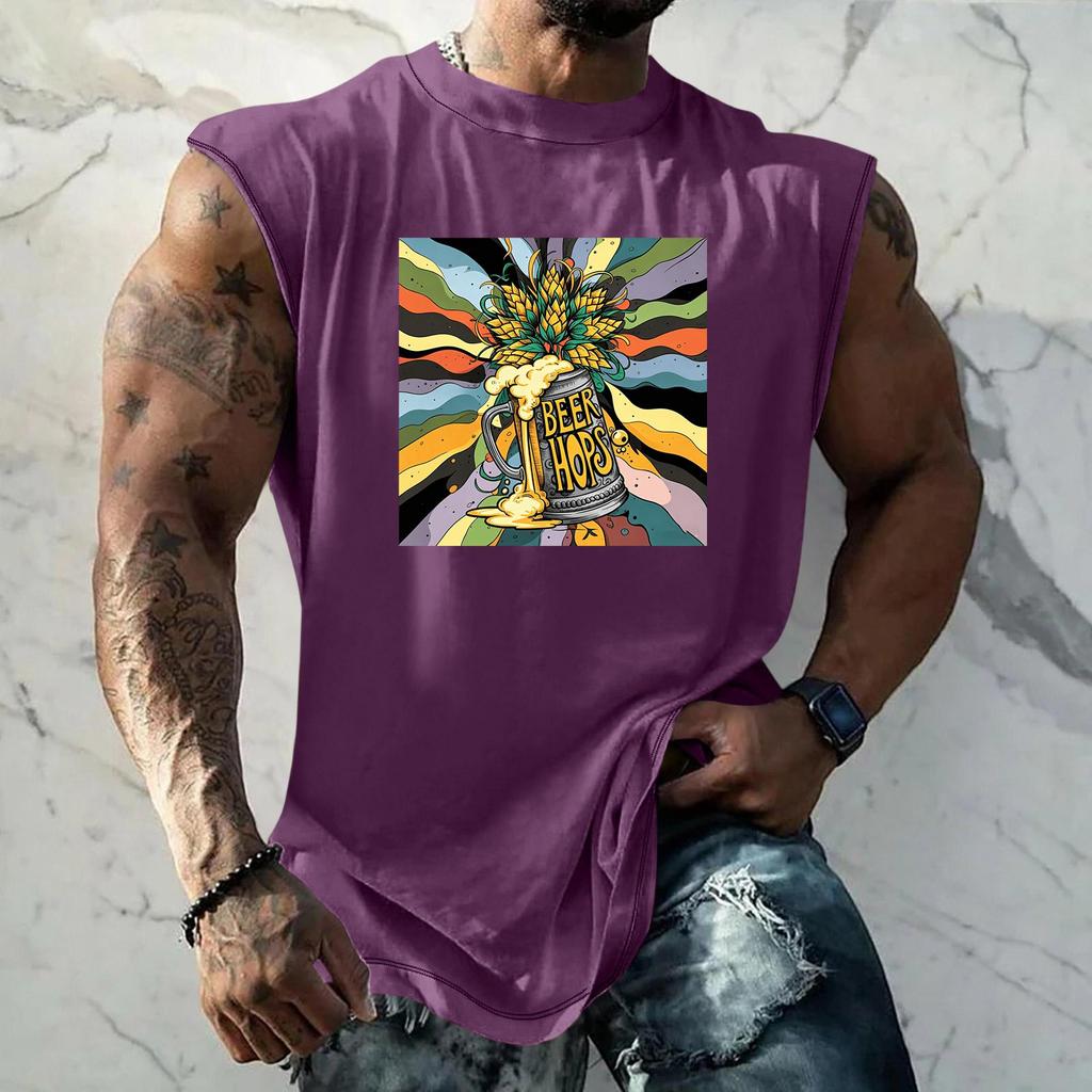 Men Sleeveless Tank Top Loose Fit Casual Streetwear Summer Beach Holiday Daily Wear Printed Graphic Muscle Shirt