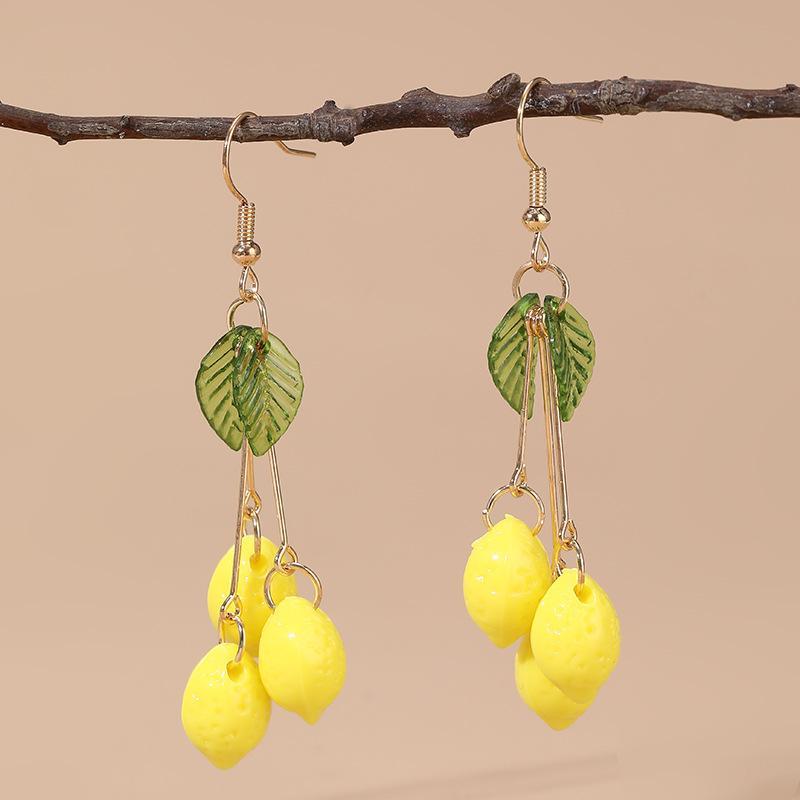 Süße Obst-Anhängerohrringe Niedliches Zitronen-Tangerinen-Design Zierlicher Schmuck für Frauen Süßes Date Outfit Passend