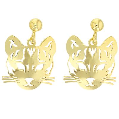 [Q9339] - Artisanal Silver Earrings 'Jungle' Gold - 18x18 Mm (cheetah)