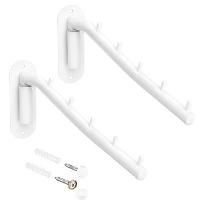 Sumnacon Foldable Clothes Wall Wall Stainless Angle for Outdoor White of Wall-Mounted Rack, Hanger, Hook, 5-Hook, Steel, 180-Degree Adjustment,
