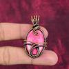 Thulite Gemstone Pendant Copper Wire Wrapped Jewelry Handmade Designer Pendant