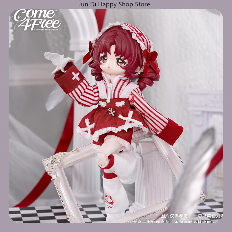 COME4FREE 1/12 BJD Doll Clothes Daily Series First Aid Angel Rabbit Dress Outfit Set for OB11 Doll Clothes