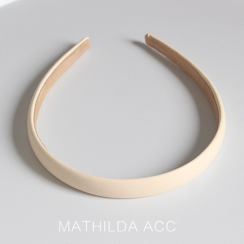 

All-Match Leather Retro Europe and America Internet Celebrity Ins Hairband Milk White 1.5cm