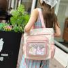 Student Messenger Bag Color Block Shoulder Bag Transparent Tote Bag