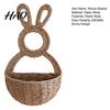 Entryway Sundries Storage Easter Bunny Woven Basket, Handmade Rabbit Rustic Wall Hanging Basket Small Plant Display for Dried or Faux Flowers Plants,
