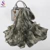 BYSIFA| Beige Pink Women Long 100% Mulberry Silk Scarf Printed Fashion Leave Pattern Brand Spring Ladies Scarves Shawls  170*105