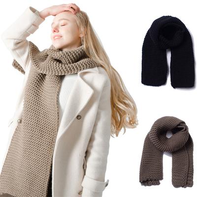 Farbe Schal Strickschal Gestrickt Einfarbig Warmhalten Dicke Wolle Verdickt Paar