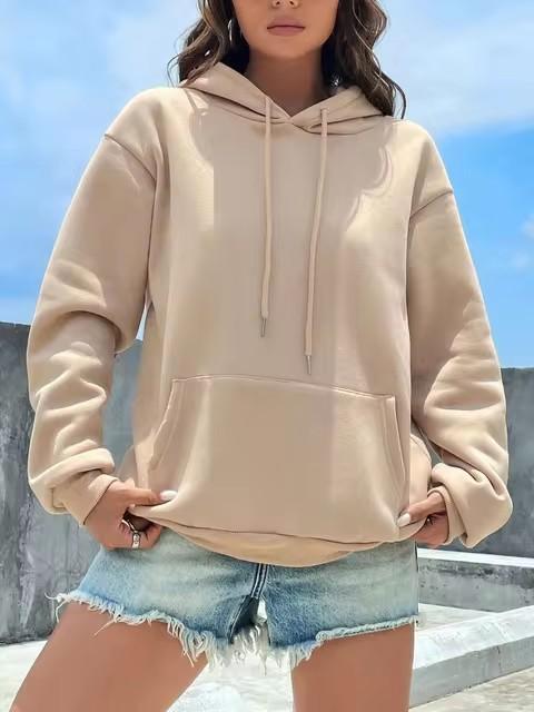 Einfarbiger Lässiger Hoodie Für Damen Tasche Kreative Sweatshirts Allround Streetwear Damen Fleece Unisex Pullover