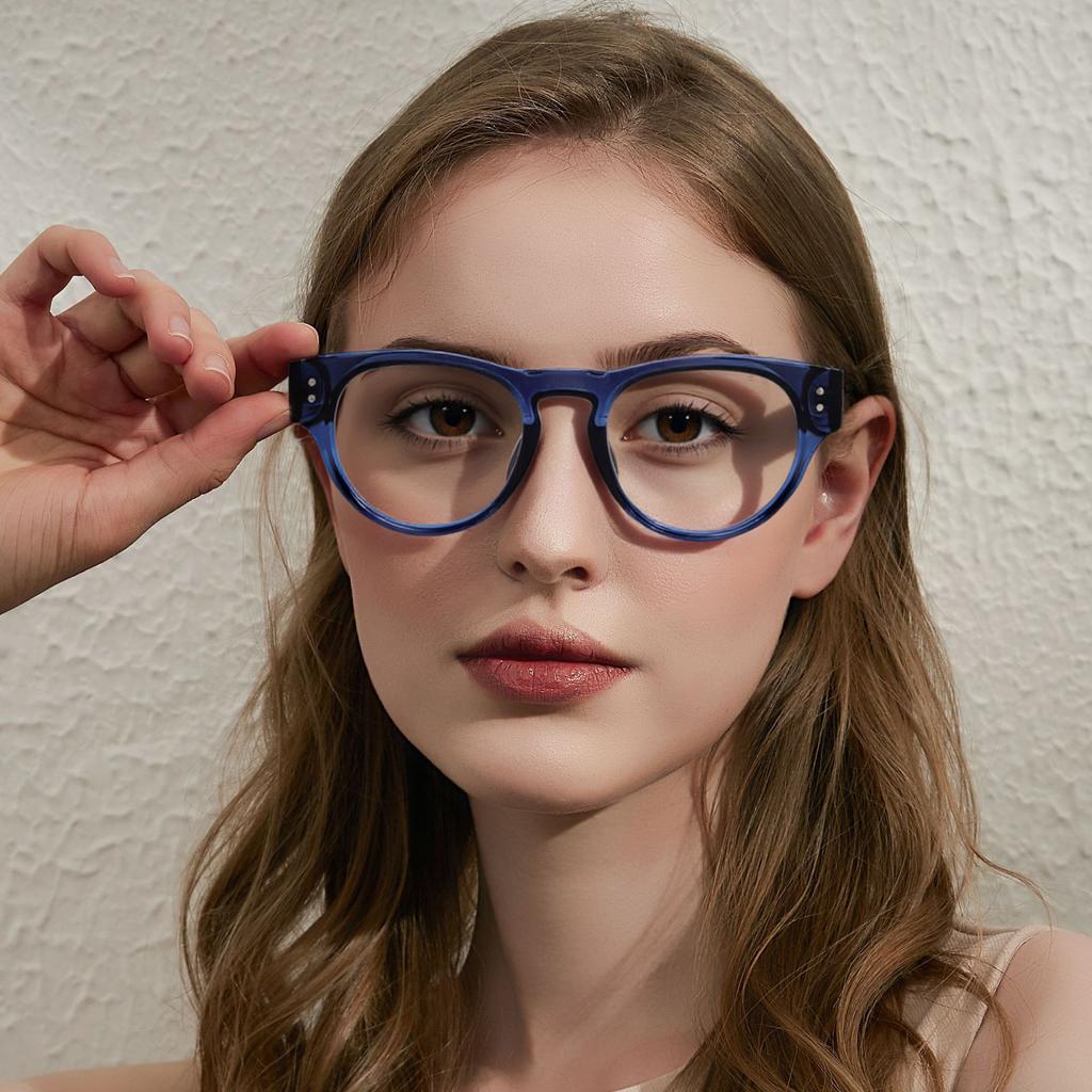 Vintage Rivet Cat Eye Anti Blue Light Glasses Women Fake Glasses TR90 Frame Vintage Computer Eyeglasses Quality Optical Eyewear