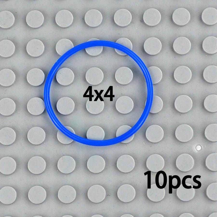 10Pcs 2x2 3x3 4x4 5x5 Rubber Band Belt For Leduo Technic Elastic Cross Section Round Pulley Compatible 85543 85544 85545 85546