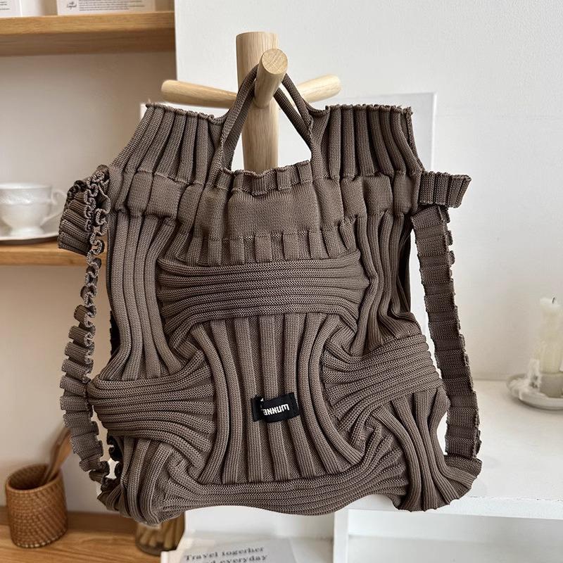 Multifunctional Pleated Elastic Knit Backpack